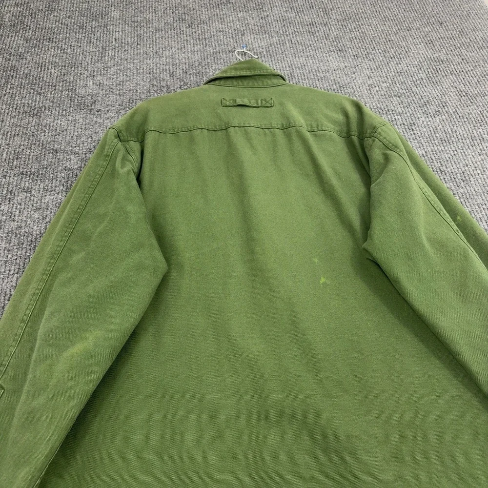 Duluth Trading Co Shirt Jacket Mens XL Tall Green Cotton Canvas Workwear Utility